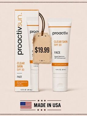 Proactiv Clear Skin SPF 30 Face Sunscreen - White with Orange Accents discounted